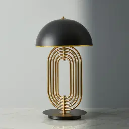 Diana Brushed Gold Metal Table Lamp Black Metal Shade