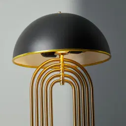 Diana Brushed Gold Metal Table Lamp Black Metal Shade