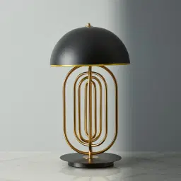 Diana Brushed Gold Metal Table Lamp Black Metal Shade