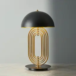 Diana Brushed Gold Metal Table Lamp Black Metal Shade