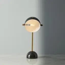 Carly Brushed Gold Metal Table Lamp Black Metal Shade