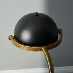 Carly Brushed Gold Metal Table Lamp Black Metal Shade