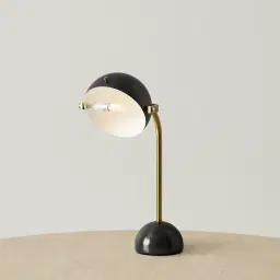 Carly Brushed Gold Metal Table Lamp Black Metal Shade