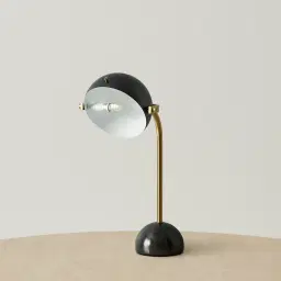 Carly Brushed Gold Metal Table Lamp Black Metal Shade