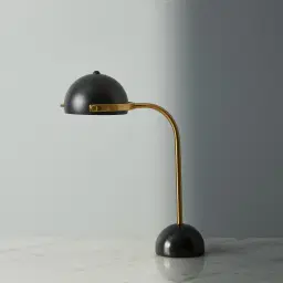 Carly Brushed Gold Metal Table Lamp Black Metal Shade