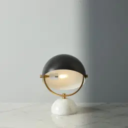Gwen White Marble Table Lamp - Black Metal Shade