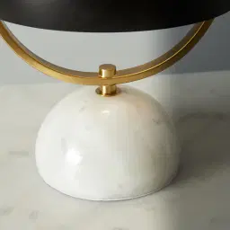 Gwen White Marble Table Lamp - Black Metal Shade