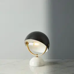 Gwen White Marble Table Lamp - Black Metal Shade