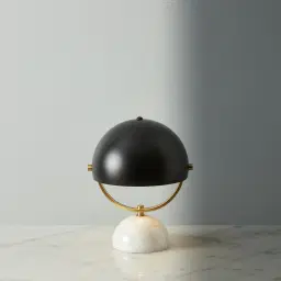 Gwen White Marble Table Lamp - Black Metal Shade