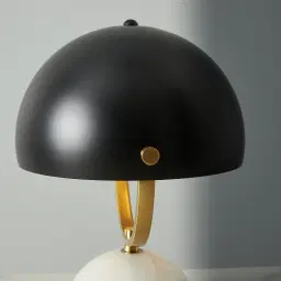 Gwen White Marble Table Lamp - Black Metal Shade
