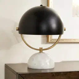 Gwen White Marble Table Lamp - Black Metal Shade