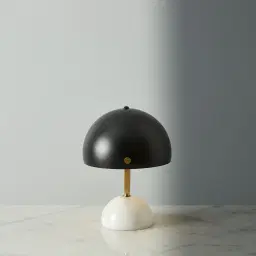 Gwen White Marble Table Lamp - Black Metal Shade