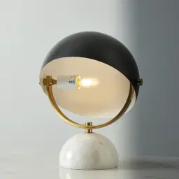 Gwen White Marble Table Lamp - Black Metal Shade