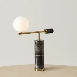 Anastasia Black Marble Table Lamp White Glass Shade