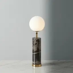 Anastasia Black Marble Table Lamp White Glass Shade