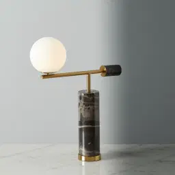 Anastasia Black Marble Table Lamp White Glass Shade