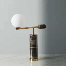 Anastasia Black Marble Table Lamp White Glass Shade