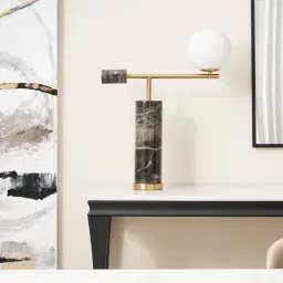 Anastasia Black Marble Table Lamp White Glass Shade