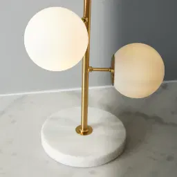 Regine Brushed Gold Metal Table Lamp White Glass Shade