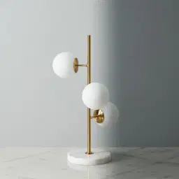 Regine Brushed Gold Metal Table Lamp White Glass Shade