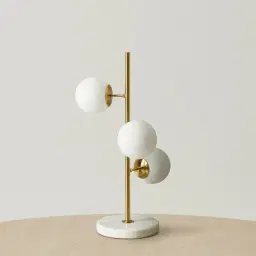 Regine Brushed Gold Metal Table Lamp White Glass Shade