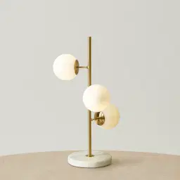 Regine Brushed Gold Metal Table Lamp White Glass Shade