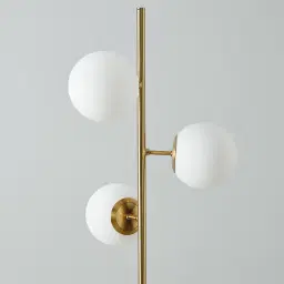 Regine Brushed Gold Metal floor Lamp-White Glass Shade