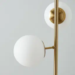 Regine Brushed Gold Metal floor Lamp-White Glass Shade