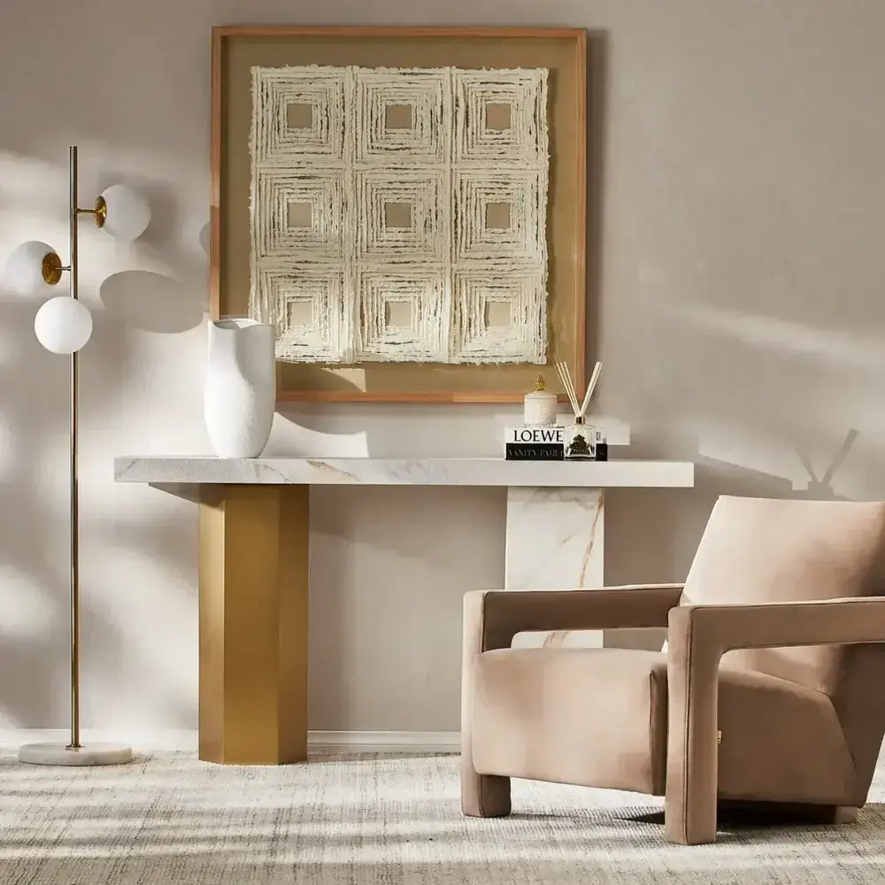 Regine Brushed Gold Metal floor Lamp-White Glass Shade
