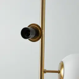 Regine Brushed Gold Metal floor Lamp-White Glass Shade