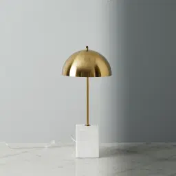 Marga White Marble Table Lamp Brushed Gold Metal Shade