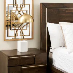 Marga White Marble Table Lamp Brushed Gold Metal Shade