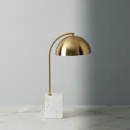 Marga White Marble Table Lamp Brushed Gold Metal Shade
