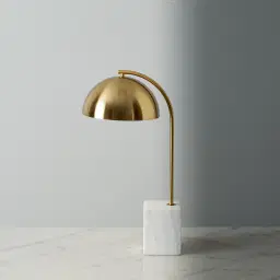 Marga White Marble Table Lamp Brushed Gold Metal Shade