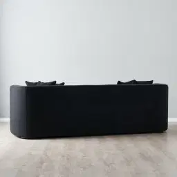Ava Black Woven Fabric 3-Seater Sofa