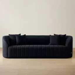 Ava Black Woven Fabric 3-Seater Sofa