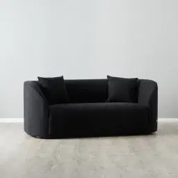 Ava Black Woven Fabric 2-Seater Sofa