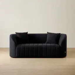 Ava Black Woven Fabric 2-Seater Sofa