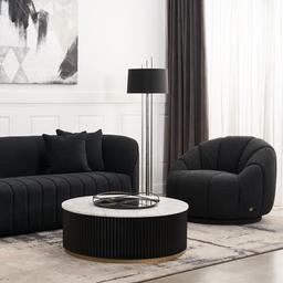 Ava Black Woven Fabric 2-Seater Sofa