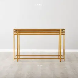 Grazia Brushed Gold Stainless Steel Console Table