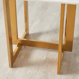 Dianne White Sintered Stone Side Table Brushed Gold Stainless Steel Frame