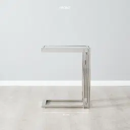 Jules Polished Silver Stainless Steel Side Table