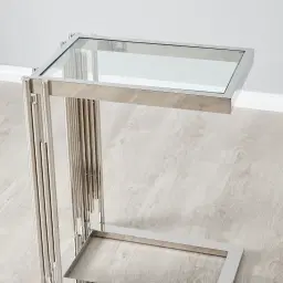 Jules Polished Silver Stainless Steel Side Table