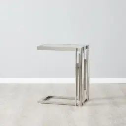 Jules Polished Silver Stainless Steel Side Table