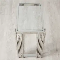 Jules Polished Silver Stainless Steel Side Table