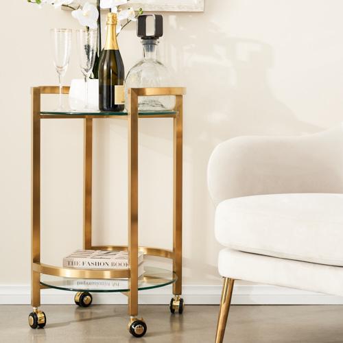 Winona Brushed Gold Stainless steel Bar Cart