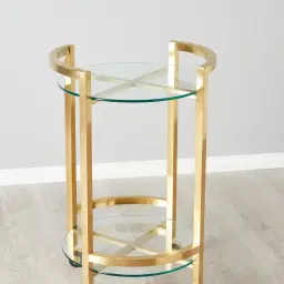 Winona Brushed Gold Stainless steel Bar Cart