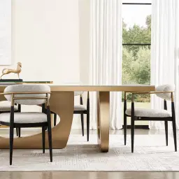 Aspen III White Sintered Stone Dining Table - Brushed Gold Legs