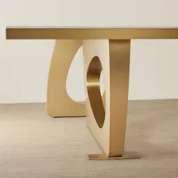Aspen III White Sintered Stone Dining Table - Brushed Gold Legs