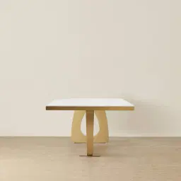 Aspen III White Sintered Stone Dining Table - Brushed Gold Legs